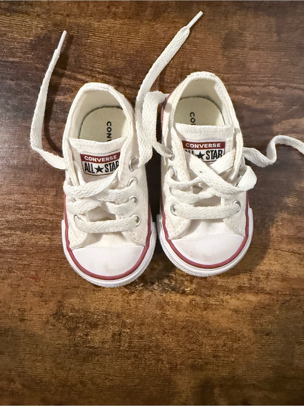 Converse toddler White Canvas Sneakers with Red Trim size 3